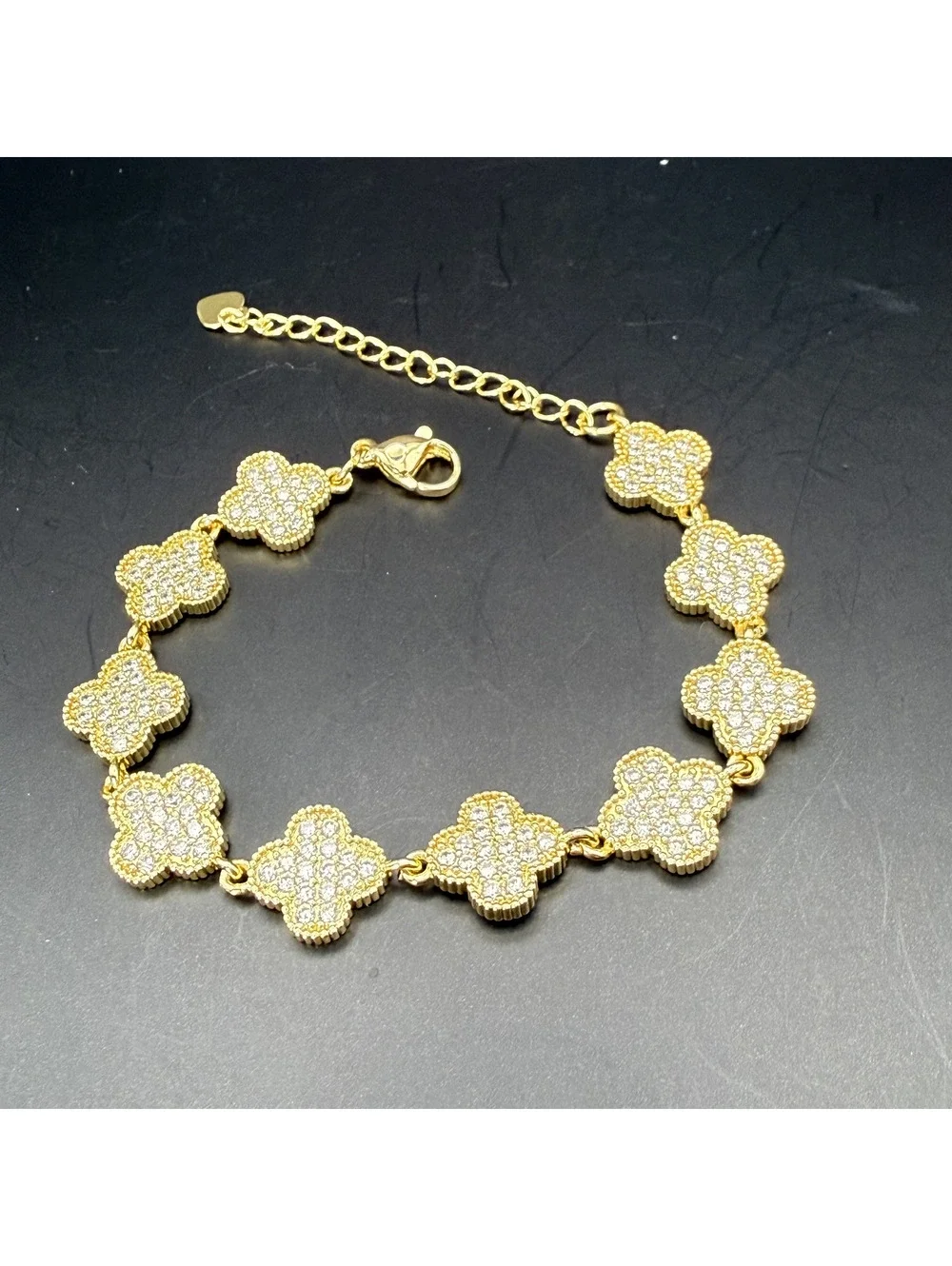 candy+clover gold pave crystal bracelet